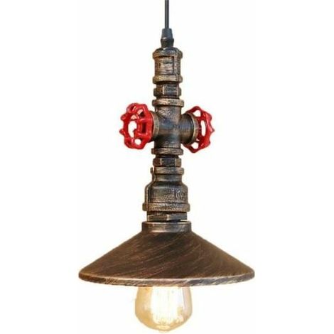 Rétro Suspension Lustre Industrielle Lampe de Plafond de Tuyau d'eau (1/4)