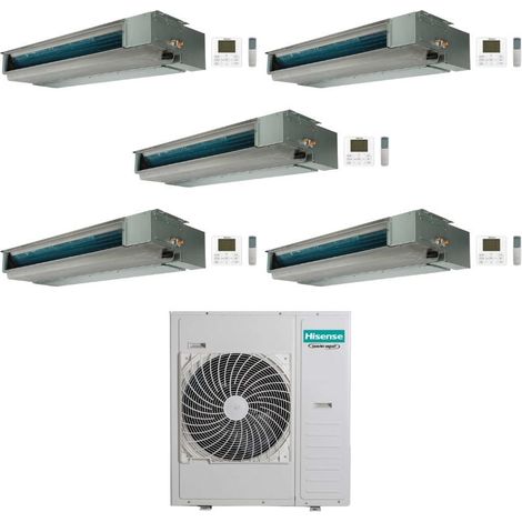 Hisense Climatizzatore Canalizzato Penta Split serie Slim ADT 9+9+12+12+12 con 5AMW125U4RTA Inverter R32 Wi-Fi Opt. Classe A++