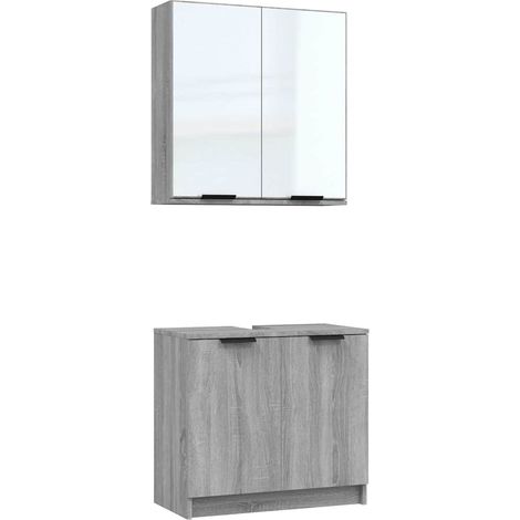 Maison Exclusive - 2-tlg. Badmöbel-Set Grau Sonoma Holzwerkstoff (1/5)