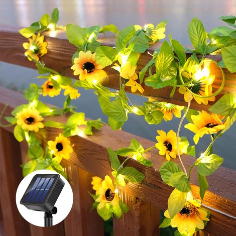 LEDANDER Guirlande lumineuse solaire d'extérieur, lierre artificiel, 10 m, 100 LED, étanche, 8 modes, décoration lumineuse, pour jardin, terrasse, balcon, fête (1/5)
