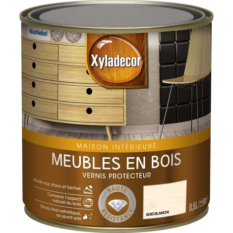 Vernis protecteur pour les meubles en bois - aspect satin bois -blanchi 0,5 L - Xyladecor