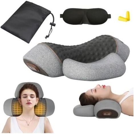 Masseur Cervical Chauffant 3 en 1, Appareil de Massage Cou et Épaules pour Soulager Douleurs Musculaires Profondes, Cadeau Idéal Gris