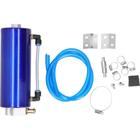 Bidon collecteur d'huile universel avec tuyau, colliers, supports, vis et écrous - Kit réservoir bleu pour moteur. (1/5)