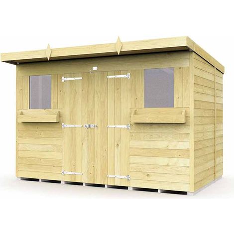 10 x 6 Feet Pent Summer Shed - Wood - L178 x W302 x H201 cm