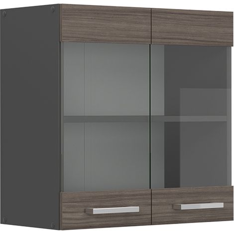 Mobile da cucina in vetro R-Line, Grigio nobile, 60 cm, Vicco