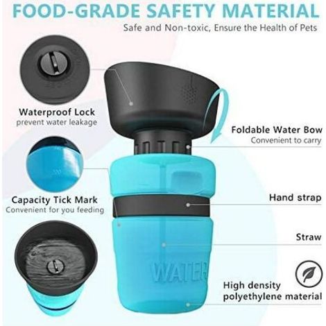 Hunde-Trinkflasche, faltbare Hunde-Trinkflasche, Reise-Trinkflasche für Hunde, Wasserspender für Hunde, leicht und praktisch für unterwegs, BPA-frei (1/5)
