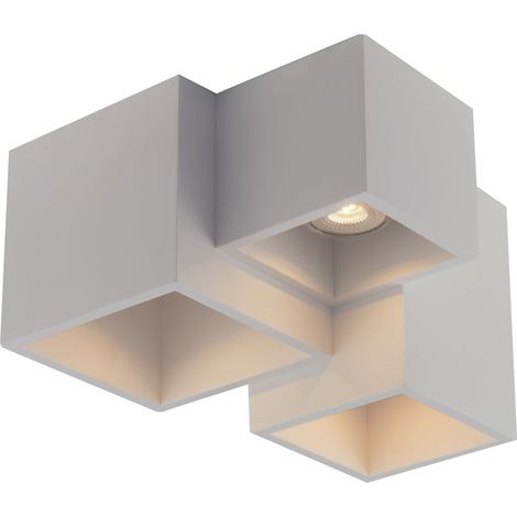 "Plafoniera FOSTER in gesso bianco verniciabile con tre punti luce" (1/4)