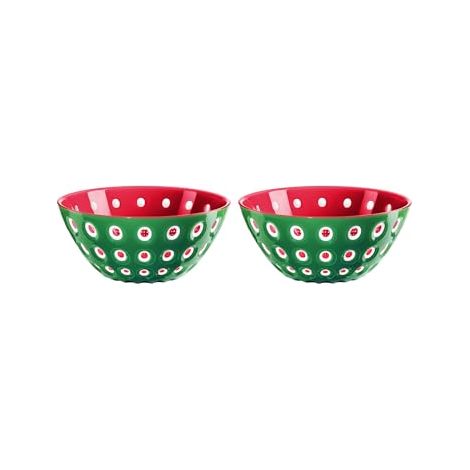 Guzzini le murrine 2 bowl set 12 cm emerald green/ white/red