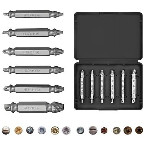 Kit extracteur de vis - DOK - Acier HSS 4341 - Tourne à gauche - 6 pièces - Multifonction - Chrome-vanadium (1/5)
