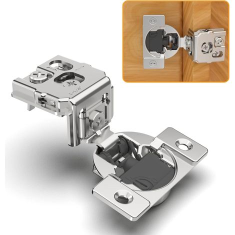 Set aus 2 4D 1-1/4" verdeckten Soft-Close-Scharnieren für Rahmentüren mit einstellbarer Schließgeschwindigkeit und langsamer automatischer Schließfunktion. (1/5)