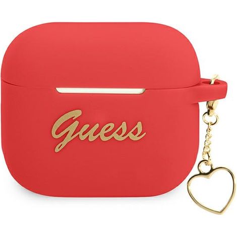 AirPods-Hülle mit 3 Guess Silikon-Herzanhänger, rot (1/3)
