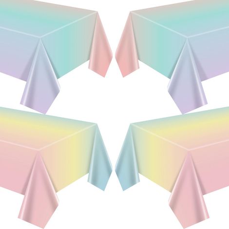 4er Set Pastell Regenbogen Tischdecken, wasserdicht, 130x220cm