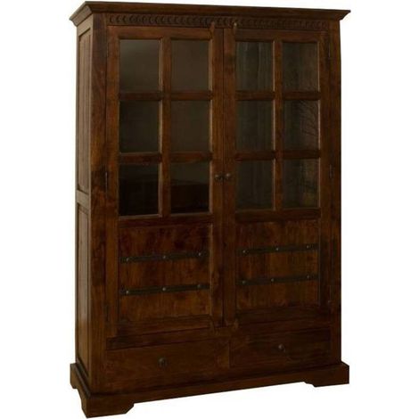 vetrina in legno di Acacia 134x50x196 nougat laccato OXFORD 456