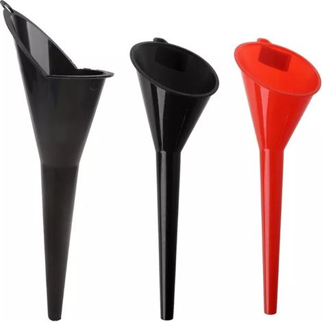 Entonnoir de remplissage mains libres à long col pour essence, huile moteur, voitures et motos, petit diamètre, rouge et noir.