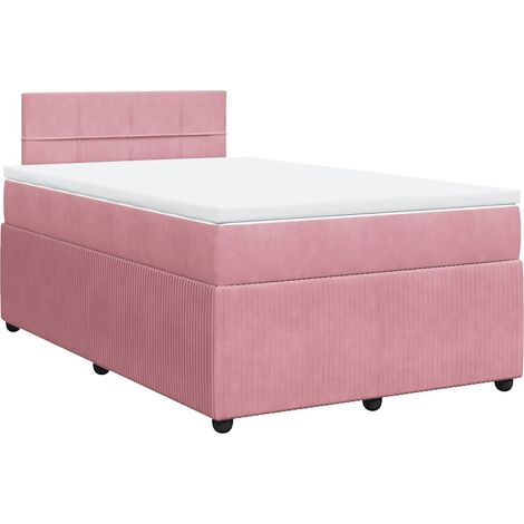 Maison Exclusive - Sommier à lattes de lit avec matelas rose 120x190 cm velours (1/5)