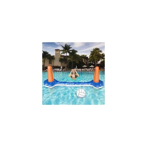 Ensemble de jeux gonflables pour piscine comprenant un filet de volley-ball et des paniers de basket-ball. Jeux aquatiques flottants pour enfants et adultes.