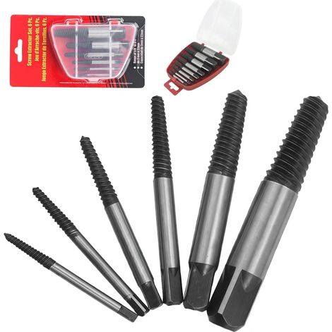 Ensemble de 6 Extracteurs de Vis – Outil Professionnel en Acier Trempé pour Vis, Tuyaux et Boulons, Taille M3-M25, Tige Carrée Compatible Perceuse, Extracteurs à Gauche (1/5)