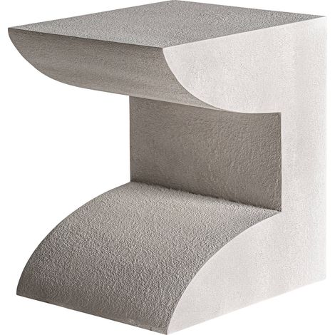 Table basse art déco blanc cassé finition artisanale en ciment - Blanc cassé effet minéral (1/4)