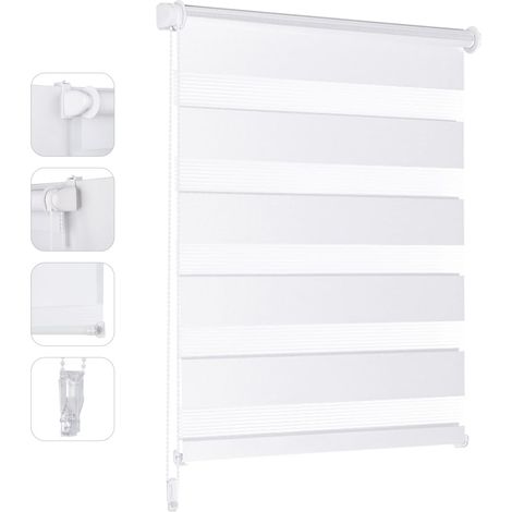 Enrouleur pour fenêtre ou Porte - sans perçage - 60 x 210 cm - Blanc - Facile à Installer - avec Clips pour fenêtre ou Porte (1/5)