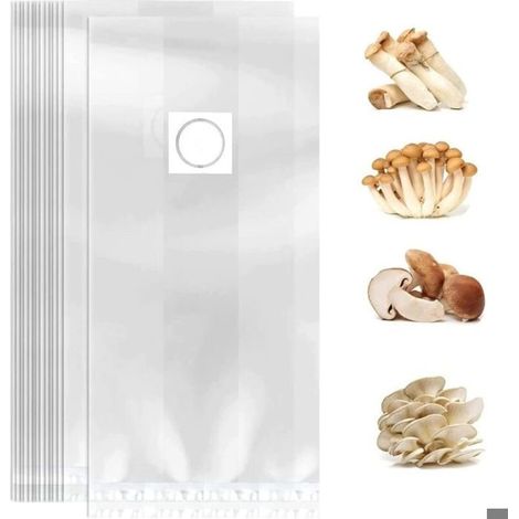 Sacs de culture champignons 32x50 cm – Lot de 10, durables avec filtre (1/5)