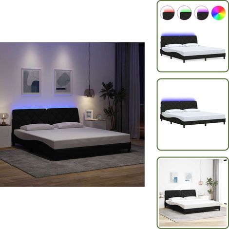 Bettgestell mit LED ohne Matratze Schwarz 180x200 cm Stoff - Bettgestell - Bettgestelle - Bettrahmen - Bett (1/5)