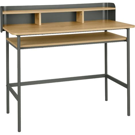 sweeek - Schreibtisch mit Metall, Holzdekor und 3 Nischen