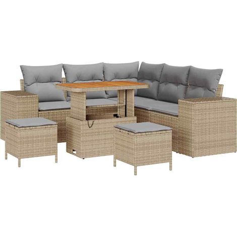 Maison Exclusive - Set Divano da Giardino con cuscino 8 pcs Beige polyrattan (1/5)