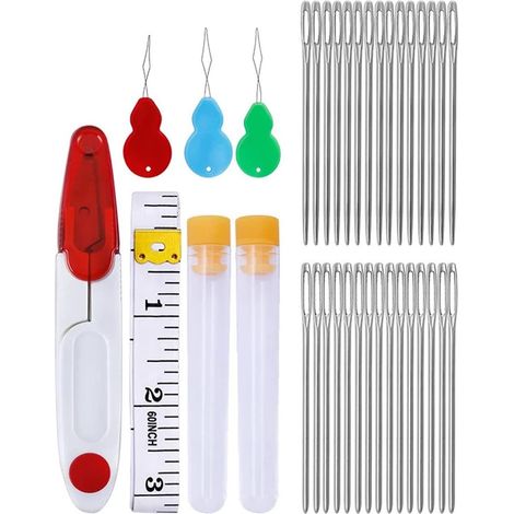 pièces Aiguilles à broder Ensemble d'aiguilles à coudre Ruban à mesurer Aiguilles à chas doux Aiguille émoussée Aiguilles à broder sans point Livré avec de petits tubes et des (1/5)