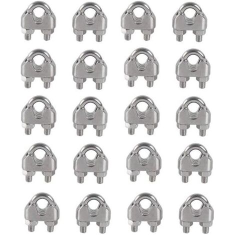 M3 Serre-câbles Etrier U Boulon Clip de Câble 304 Acier inoxydable Selle de pince de Câble Câble métallique Clips pour etendoir linge exterieur20PCS (1/5)