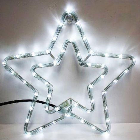 Trade Shop - Doble Luz De Navidad Star 75 Led Color Blanco 55x55 Cm Para Uso En Exteriores - (1/2)