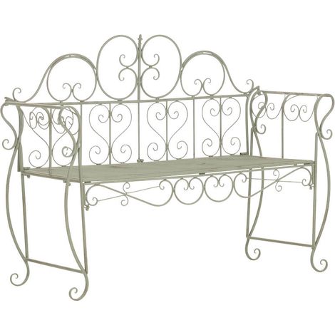 Banc de jardin design rustique largeur 128 cm en métal vert vieilli 100002940 (1/5)