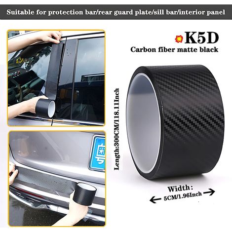 (5 cm Noir mat - 3M) Autocollants de protection transparents en fibre de carbone K5D pour portières de voiture, film protecteur anti-rayures pour seuil de coffre et de coffre (1/4)