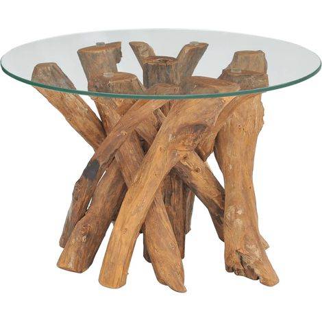 Table basse de salon Bout de canapé Tables d'appoint pour chambre Bois flottant de teck massif 60 cm XTT842 (1/5)