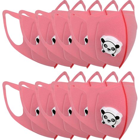 Masque anti-poussière pour enfants avec valve, anti-pollen, en éponge de fibres épaisses respirante pour l'extérieur, convient aux garçons et aux filles, rose. (1/5)
