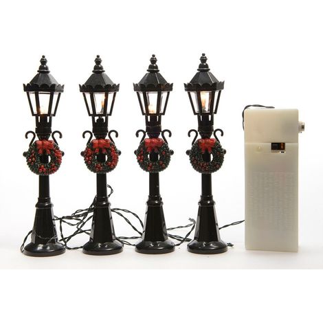 Farolas para escenas navideñas, set de 4 uds, ø2,5 x 12 cm, 4 leds (1/3)