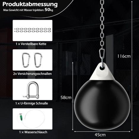 45 cm wassergefullter boxsack mit verstellbarer kette