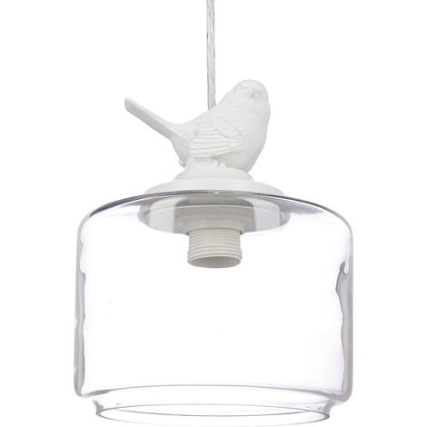 Relaxdays Lámpara de techo, Decorada con un pájaro, Vintage, E27, Transparente (1/5)
