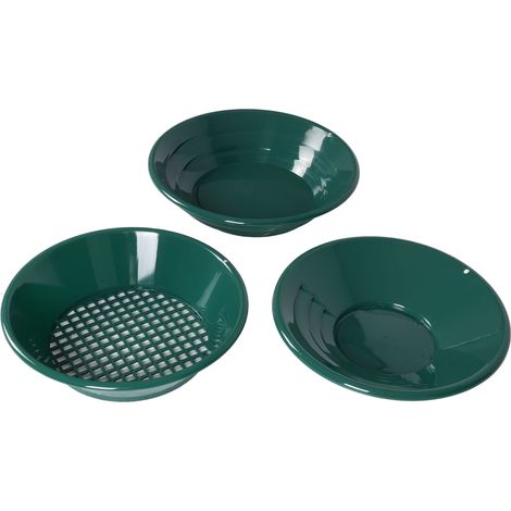 Kit d'orpaillage 14 et 15 pouces batée ronde tamis 35 cm outils de prospection extérieur collecte vert (1/5)