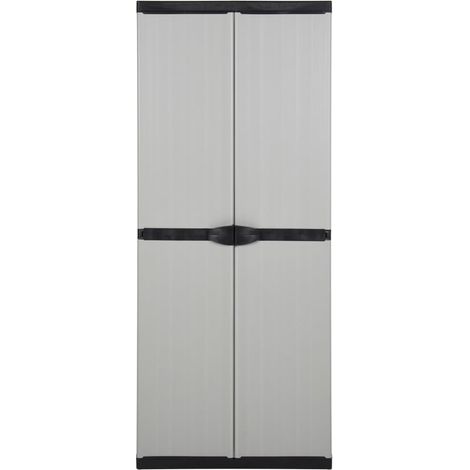 Armoire de rangement de jardin 3 étagères Design moderne, Armoire Etagère de rangement, Gris/noir 68x40x168cm OIB8241E (1/5)