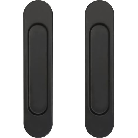 2 Pièces Poignée de Porte Coulissante Ovale 14,8 CM Poignée Porte Coulissante Poignées de Porte Coulissante Auto-Adhésives,Convient pour Armoires, Fenêtres, Portes Coulissantes(Noir) (1/5)