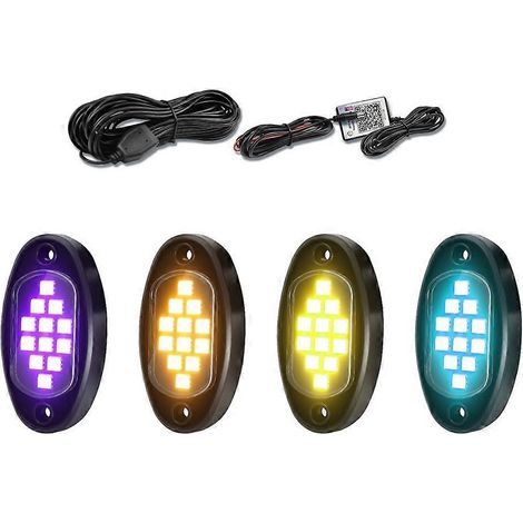 Lumières LED RGB pour rochers, éclairage néon multifonction étanche avec contrôle par application, lumière multicolore (1/5)