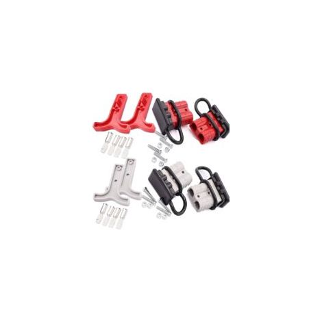 Connettore per batteria da 50 A in 4 pezzi, connettore rapido per batteria da 50 A 600 V, per verricello o rimorchio, auto, connettore ad alta corrente (grigio, rosso) - Crezuo