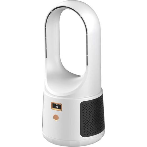 Geräuschloser, klingenloser Tischventilator, tragbarer Luftkühler mit 6 Geschwindigkeitsstufen, USB-aufladbar, weiß (1/5)