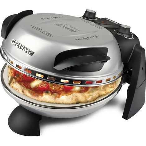 Four à pizza électronique 1200 W – Acier inoxydable – Diamètre 31 cm – Surface de cuisson en pierre – Couleur noir, argent – G3 Ferrari