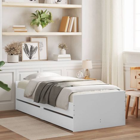 Cadre de lit avec tiroirs sans matelas-Structure de lit avec rangement blanc 90x190 cm 236276 (1/5)
