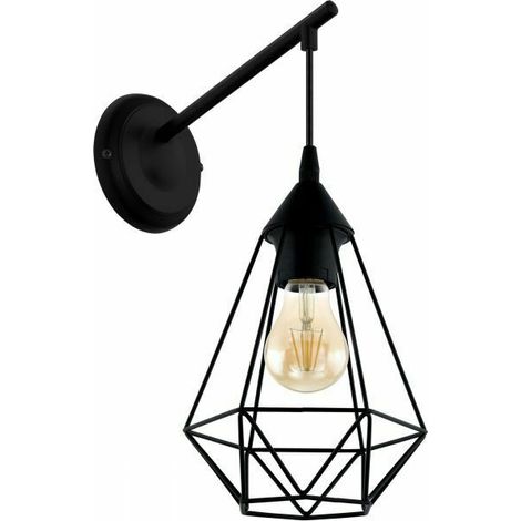 Applique Parete Led Vintage Lampada Interno E27 Metallo Sospesa Nero Tarbes EGLO (1/5)