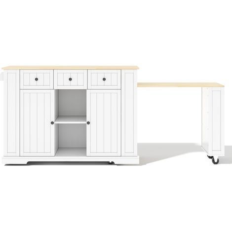 Isla de cocina móvil con mesa extensible, MDF, 138/213 x 55 x 93 cm (1/5)