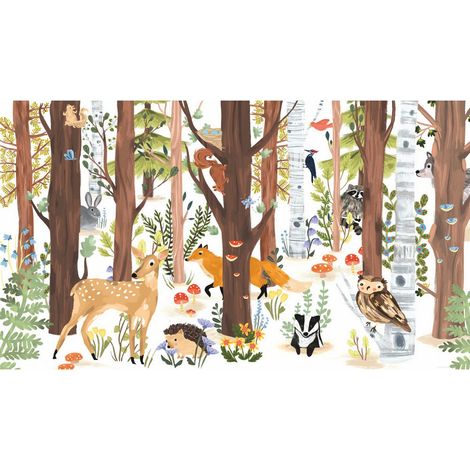 Animaux de la forêt papier peint auto-adhésif panoramique (1/5)