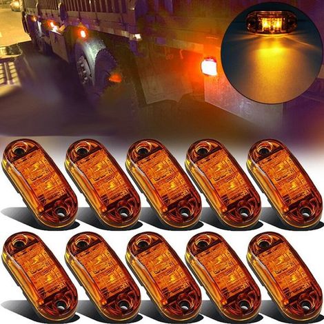 Lot de 10 feux de position/feux latéraux étanches 12/24 V pour remorques, camions, camping-cars et caravanes, noirs (1/5)