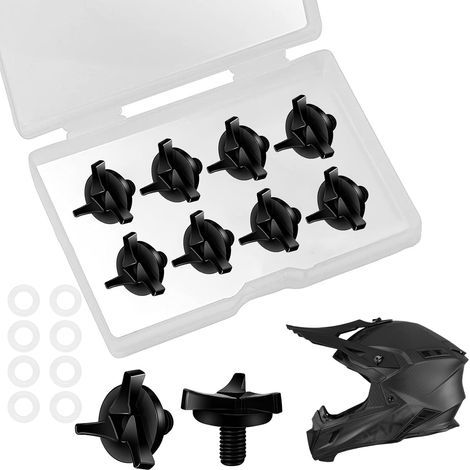 Vis de Visière de Casques de Moto,Vis de Rechange pour Casques de Moto,Accessoires pour Casque,Visière de Casque Clips,Accessoires Amovibles avec 1 Boîte en Plastique 8 Pièces Noir (1/5)